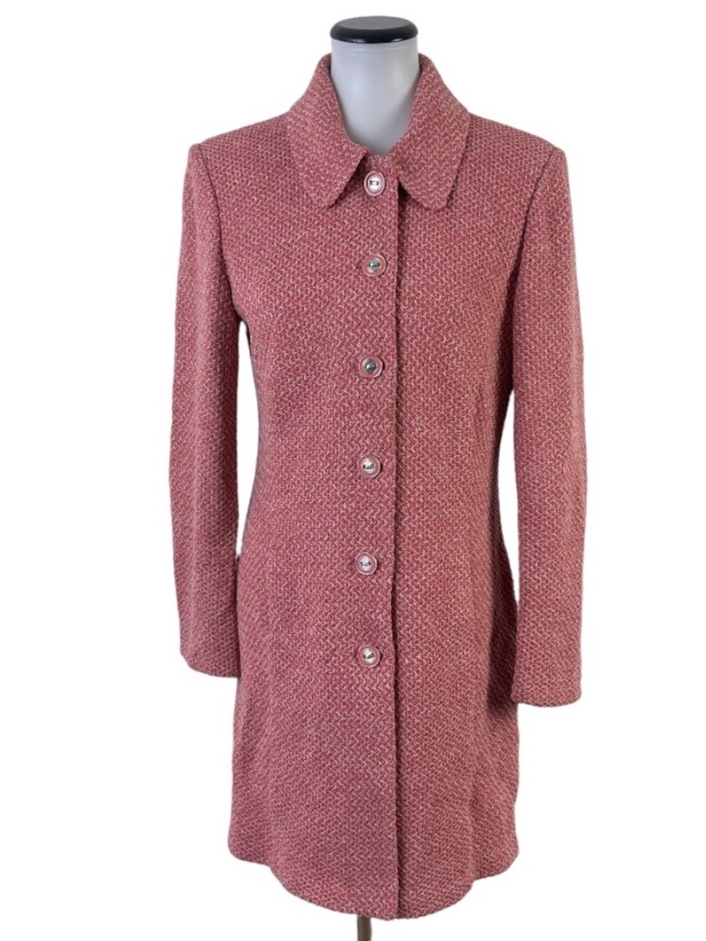 St. John Rose Tweed Button-Front Coat